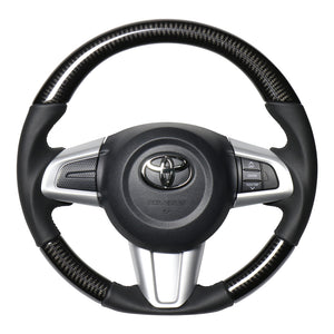 REAL ORIGINAL SERIES SOFT D SHAPE BLACK CARBON BLACK STITCH STEERING WHEEL FOR DAIHATSU THOR 900 : ZENKI  M90-BKC-BK