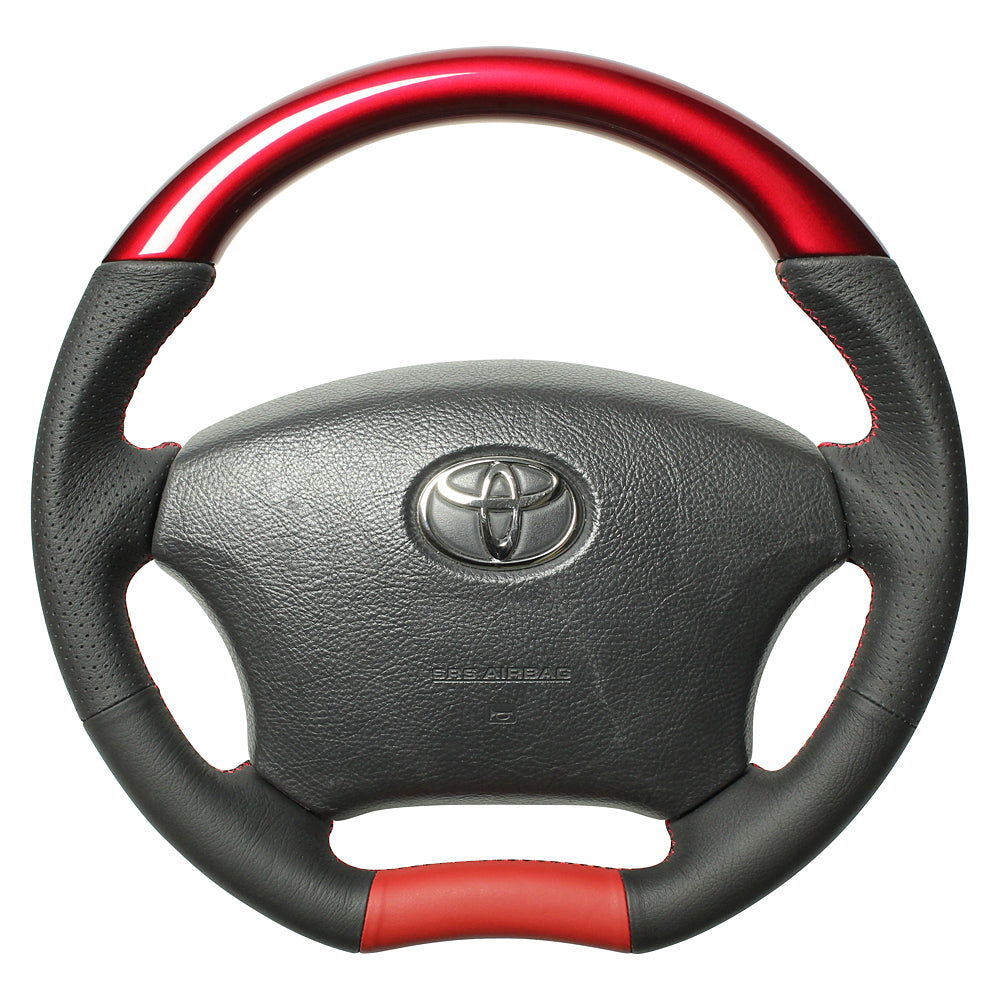 REAL ORIGINAL SERIES C SHAPE PEARL RED RED X BLACK EURO STITCH STEERING WHEEL FOR TOYOTA CAMRY 30 : KOUKI  H200-RDW-RD