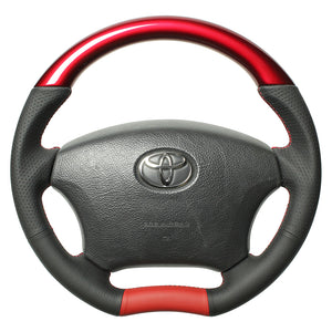 REAL ORIGINAL SERIES C SHAPE PEARL RED RED X BLACK EURO STITCH STEERING WHEEL FOR TOYOTA HILUX SURF 210  H200-RDW-RD