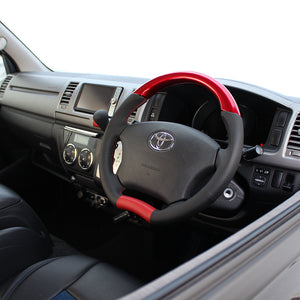 REAL ORIGINAL SERIES C SHAPE PEARL RED RED X BLACK EURO STITCH STEERING WHEEL FOR TOYOTA LITEACE TRUCK S402  H200-RDW-RD