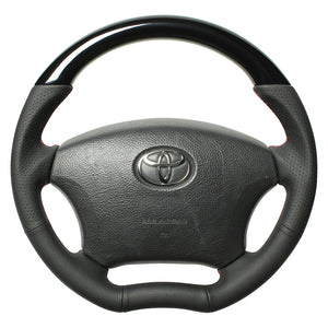 REAL ORIGINAL SERIES C SHAPE PIANO BLACK RED X BLACK EURO STITCH STEERING WHEEL FOR TOYOTA LITEACE VAN S402  H200-PBW-RD