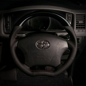 REAL ORIGINAL SERIES C SHAPE PIANO BLACK RED X BLACK EURO STITCH STEERING WHEEL FOR TOYOTA LAND CRUISER 100 : KOUKI  H200-PBW-RD