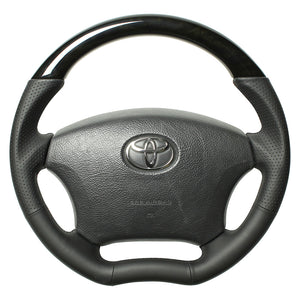 REAL ORIGINAL SERIES C SHAPE BLACK WOOD BLACK EURO STITCH STEERING WHEEL FOR TOYOTA NOAH 60 : KOUKI  H200-BKW-BK