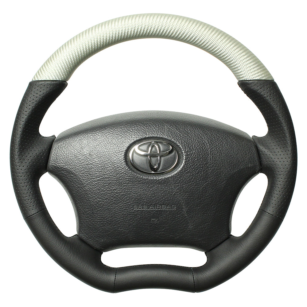 REAL ORIGINAL SERIES C SHAPE MATTE SILVER CARBON UNGLAZED BLACK EURO STITCH STEERING WHEEL FOR TOYOTA LITEACE TRUCK S402  H200-SLC-BK