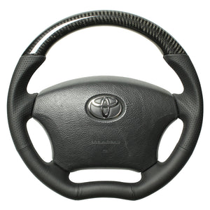 REAL ORIGINAL SERIES C SHAPE BLACK CARBON BLACK EURO STITCH STEERING WHEEL FOR TOYOTA ALPHARD 10  H200-BKC-BK