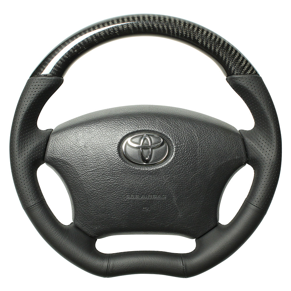 REAL ORIGINAL SERIES C SHAPE BLACK CARBON BLACK EURO STITCH STEERING WHEEL FOR TOYOTA TOWN ACE TRUCK S412  H200-BKC-BK