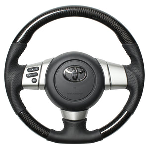 REAL ORIGINAL SERIES SOFT D SHAPE BLACK CARBON BLACK STITCH STEERING WHEEL FOR TOYOTA FJ CRUISER GSJ15W FJ-PX-BKC