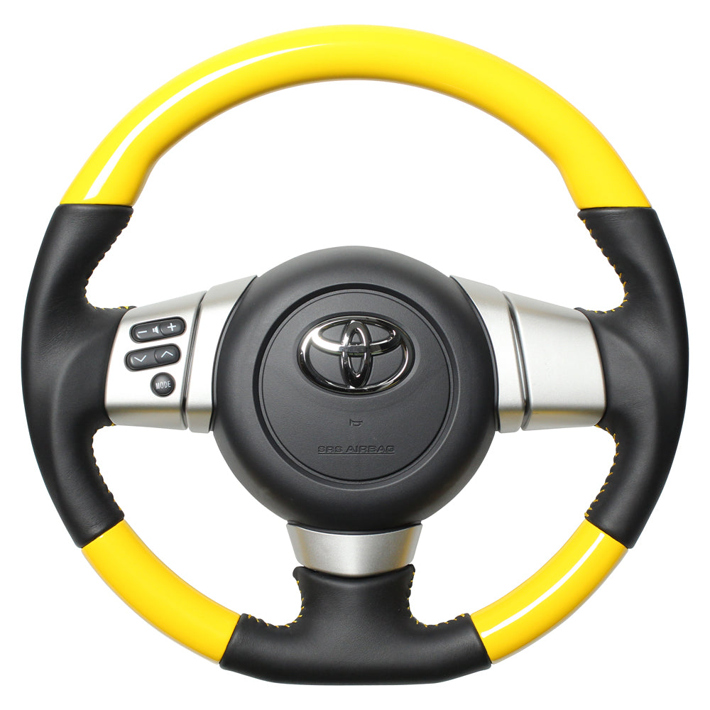 REAL ORIGINAL SERIES SOFT D SHAPE YELLOW YELLOW STITCH STEERING WHEEL FOR TOYOTA FJ CRUISER GSJ15W FJ-YW-YL