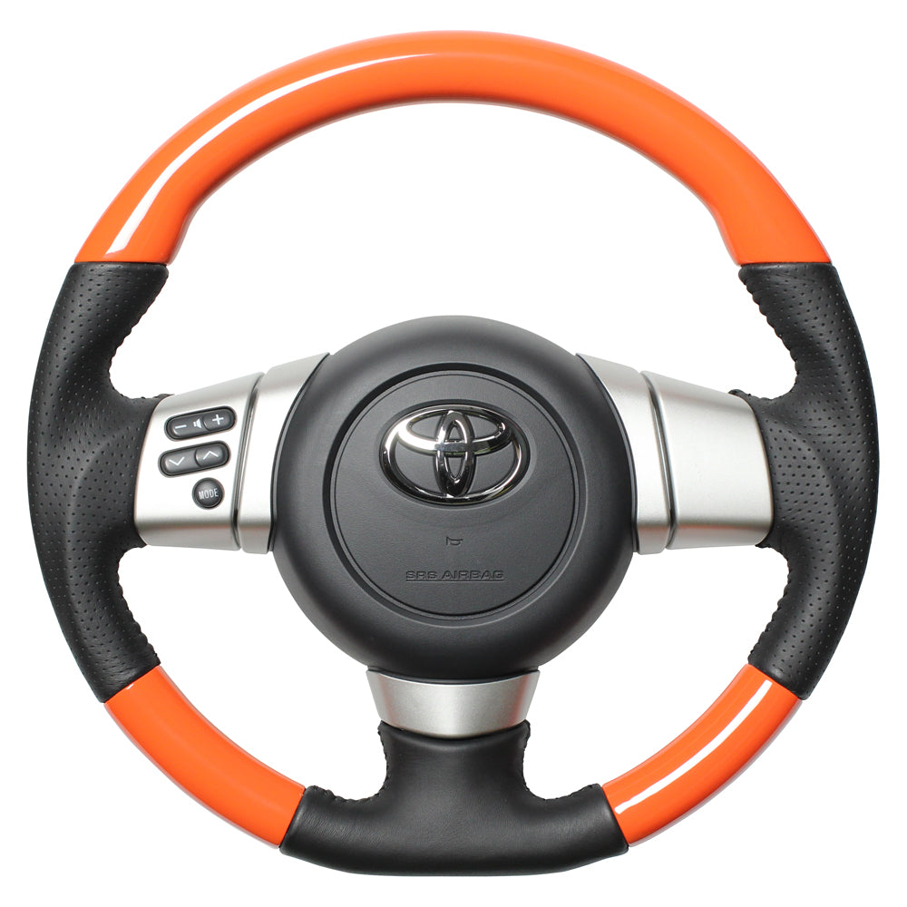 REAL ORIGINAL SERIES SOFT D SHAPE ORANGE BLACK STITCH STEERING WHEEL FOR TOYOTA FJ CRUISER GSJ15W FJ-ORW-BK