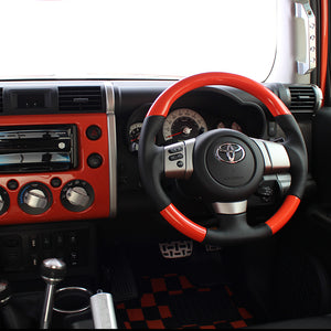 REAL ORIGINAL SERIES SOFT D SHAPE ORANGE BLACK STITCH STEERING WHEEL FOR TOYOTA FJ CRUISER GSJ15W FJ-ORW-BK