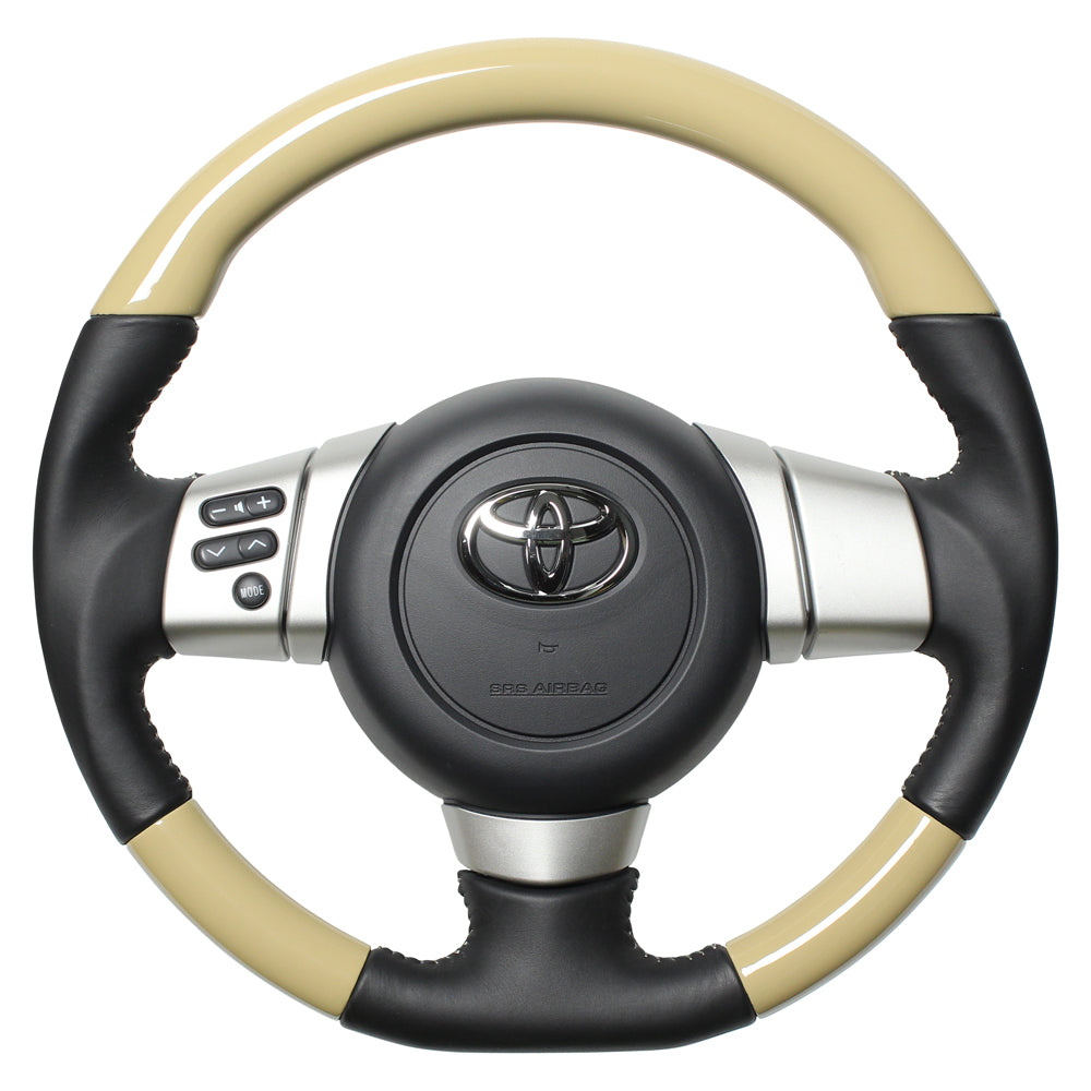 REAL ORIGINAL SERIES SOFT D SHAPE BEIGE SILVER STITCH STEERING WHEEL FOR TOYOTA FJ CRUISER GSJ15W FJ-BGW-SL