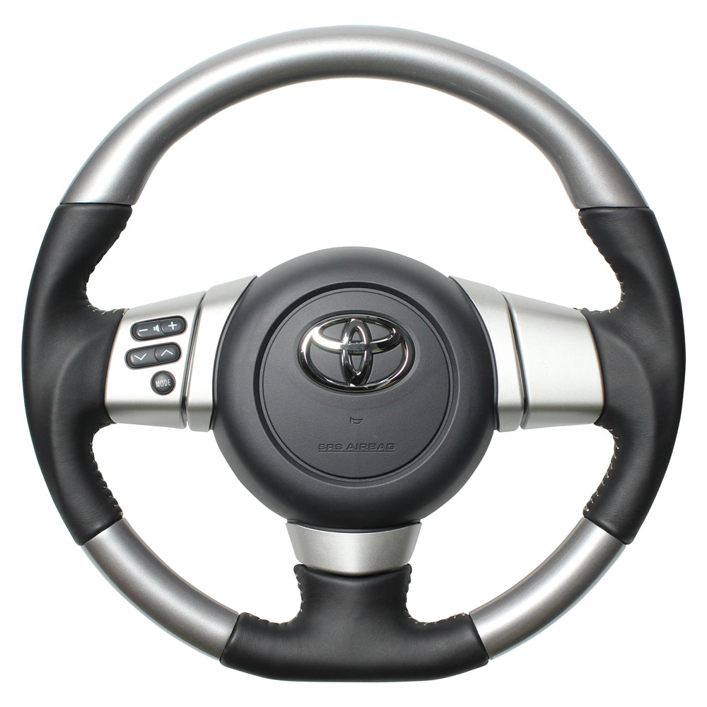 REAL ORIGINAL SERIES SOFT D SHAPE SILVER SILVER STITCH STEERING WHEEL FOR TOYOTA FJ CRUISER GSJ15W FJ-SLW-SL