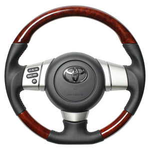 REAL ORIGINAL SERIES SOFT D SHAPE MEDIUM BROWN WOOD BROWN STITCH STEERING WHEEL FOR TOYOTA FJ CRUISER GSJ15W FJ-BRW-BR