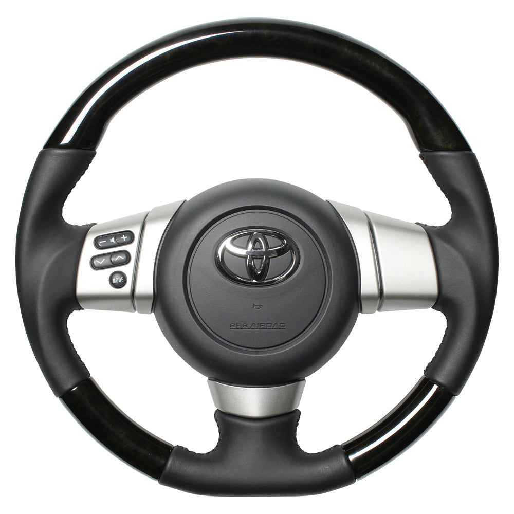 REAL ORIGINAL SERIES SOFT D SHAPE BLACK WOOD BLACK STITCH STEERING WHEEL FOR TOYOTA FJ CRUISER GSJ15W FJ-BKW-BK
