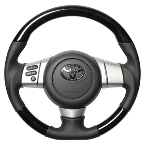 REAL ORIGINAL SERIES SOFT D SHAPE BLACK WOOD BLACK STITCH STEERING WHEEL FOR TOYOTA FJ CRUISER GSJ15W FJ-BKW-BK