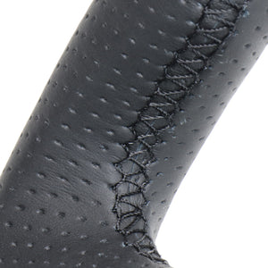 REAL ORIGINAL SERIES SOFT D SHAPE ALL LEATHER BLACK EURO STITCH STEERING WHEEL FOR NISSAN TEANA J32  NSC-LPB-BK