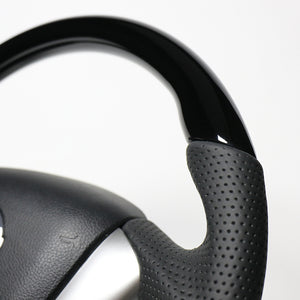 REAL ORIGINAL SERIES SOFT D SHAPE PIANO BLACK BLACK EURO STITCH STEERING WHEEL FOR NISSAN TEANA J32  NSC-PBW-BK