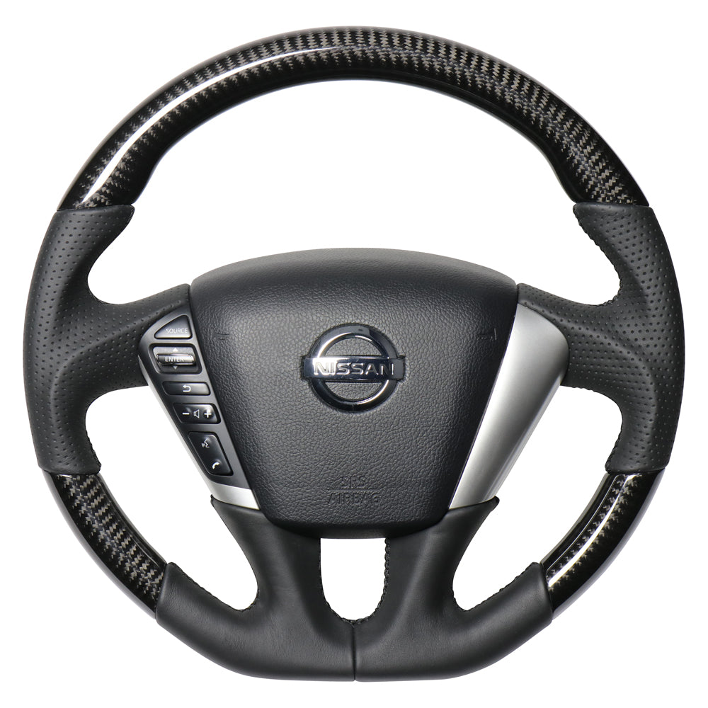 REAL ORIGINAL SERIES SOFT D SHAPE BLACK CARBON BLACK EURO STITCH STEERING WHEEL FOR NISSAN MURANO Z51  NSC-BKC-BK