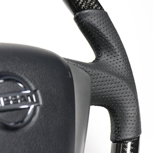 REAL ORIGINAL SERIES SOFT D SHAPE BLACK CARBON BLACK EURO STITCH STEERING WHEEL FOR NISSAN ELGRAND E52  NSC-BKC-BK
