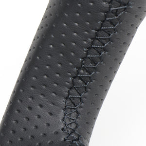 REAL ORIGINAL SERIES D SHAPE ALL LEATHER BLACK EURO STITCH STEERING WHEEL FOR NISSAN JUKE F15 NSB-LPB-BK