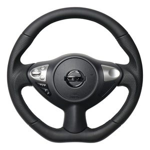 REAL ORIGINAL SERIES D SHAPE ALL LEATHER BLACK EURO STITCH STEERING WHEEL FOR NISSAN MARCH NISMO K13  NSB-LPB-BK
