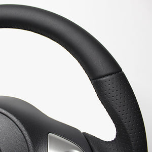 REAL ORIGINAL SERIES D SHAPE ALL LEATHER BLACK EURO STITCH STEERING WHEEL FOR NISSAN FAIRLADY Z Z34 NSB-LPB-BK