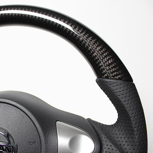 REAL ORIGINAL SERIES D SHAPE BLACK CARBON BLACK EURO STITCH STEERING WHEEL FOR NISSAN MARCH NISMO K13  NSB-BKC-BK