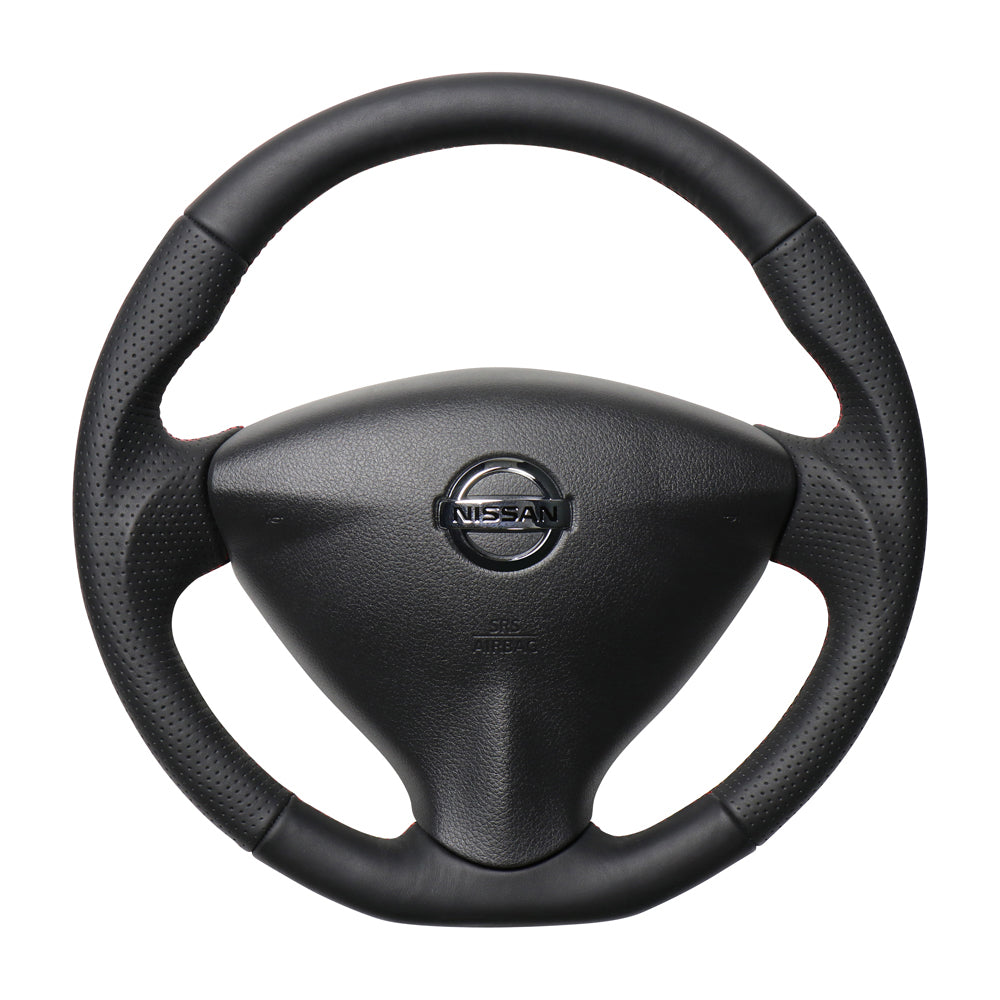 REAL ORIGINAL SERIES SOFT D SHAPE ALL LEATHER RED X BLACK EURO STITCH STEERING WHEEL FOR NISSAN NV350 CARAVAN E26: ZENKI  NSA-LPB-RD