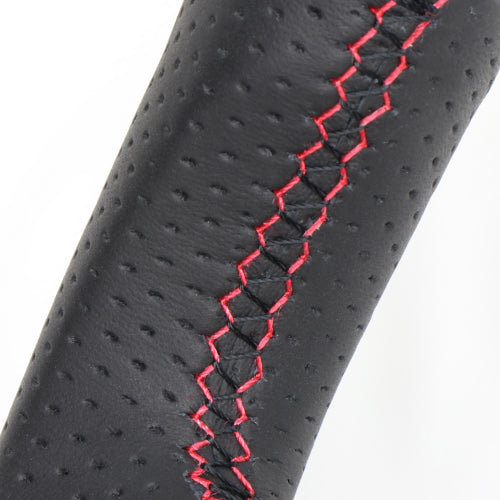 REAL ORIGINAL SERIES SOFT D SHAPE ALL LEATHER RED X BLACK EURO STITCH STEERING WHEEL FOR SUZUKI RANDY SC26  NSA-LPB-RD