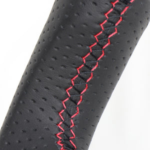 REAL ORIGINAL SERIES SOFT D SHAPE ALL LEATHER RED X BLACK EURO STITCH STEERING WHEEL FOR SUZUKI RANDY SC26  NSA-LPB-RD