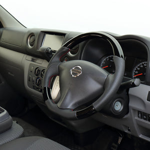 REAL ORIGINAL SERIES SOFT D SHAPE PIANO BLACK RED X BLACK EURO STITCH STEERING WHEEL FOR NISSAN SERENA C26  NSA-PBW-RD