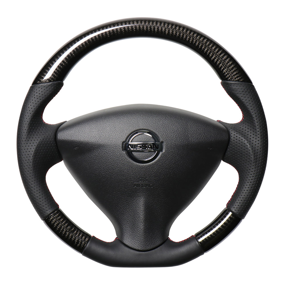 REAL ORIGINAL SERIES SOFT D SHAPE BLACK CARBON RED X BLACK EURO STITCH STEERING WHEEL FOR NISSAN NV350 CARAVAN E26: KOUKI NSA-BKC-RD
