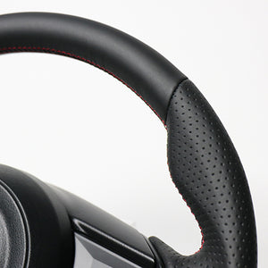 REAL ORIGINAL SERIES SOFT D SHAPE ALL LEATHER RED X BLACK EURO STITCH STEERING WHEEL FOR MAZDA CX-5 KF  MZD-LPB-RD