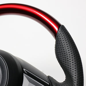 REAL ORIGINAL SERIES SOFT D SHAPE PEARL RED BLACK EURO STITCH STEERING WHEEL FOR MAZDA CX-5 KF  MZD-RDW-BK