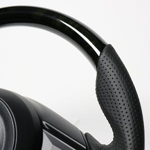 REAL ORIGINAL SERIES SOFT D SHAPE BLACK WOOD BLACK EURO STITCH STEERING WHEEL FOR MAZDA CX-5 KF  MZD-BKW-BK