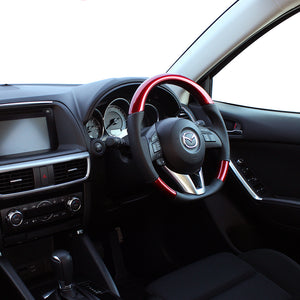 REAL ORIGINAL SERIES D SHAPE PEARL RED BLACK EURO STITCH STEERING WHEEL FOR MAZDA CX-3 DK: ZENKI  MZA-RDW-BK