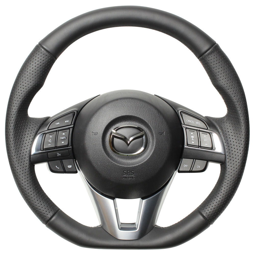 REAL ORIGINAL SERIES D SHAPE ALL LEATHER GRAY EURO STITCH STEERING WHEEL FOR MAZDA ATENZA GJ: ZENKI  MZB-LPB-GL