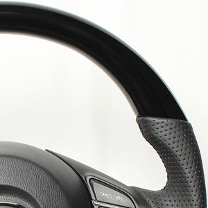 REAL ORIGINAL SERIES D SHAPE PIANO BLACK BLACK EURO STITCH STEERING WHEEL FOR MAZDA ATENZA GJ: ZENKI  MZB-PBW-BK