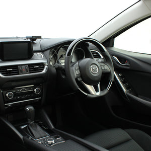 REAL ORIGINAL SERIES D SHAPE PIANO BLACK BLACK EURO STITCH STEERING WHEEL FOR MAZDA ATENZA GJ: ZENKI  MZB-PBW-BK