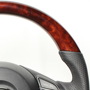 REAL ORIGINAL SERIES D SHAPE BROWN WOOD BLACK EURO STITCH STEERING WHEEL FOR MAZDA ATENZA GJ: ZENKI  MZB-BRW-BK