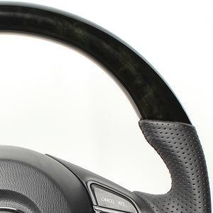 REAL ORIGINAL SERIES D SHAPE BLACK WOOD BLACK EURO STITCH STEERING WHEEL FOR MAZDA ATENZA GJ: ZENKI  MZB-BKW-BK