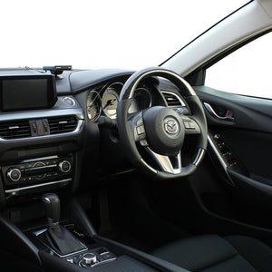 REAL ORIGINAL SERIES D SHAPE BLACK CARBON BLACK EURO STITCH STEERING WHEEL FOR MAZDA ATENZA GJ: ZENKI  MZB-BKC-BK