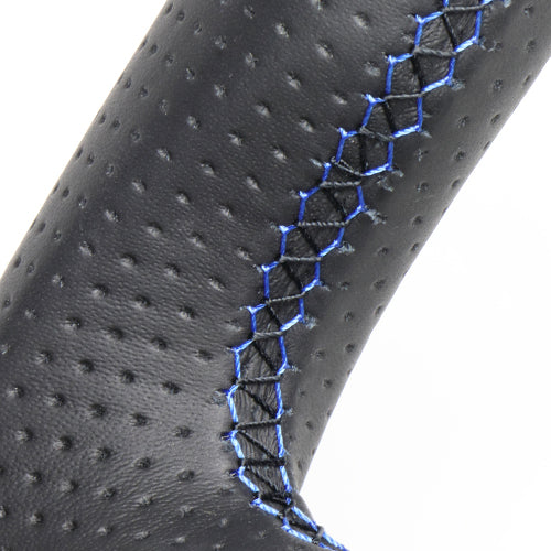 REAL ORIGINAL SERIES SOFT D SHAPE ALL LEATHER BLUE X BLACK EURO STITCH STEERING WHEEL FOR HONDA FIT GP5 6 GK3~6  HNA-LPB-BL