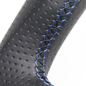 REAL ORIGINAL SERIES SOFT D SHAPE ALL LEATHER BLUE X BLACK EURO STITCH STEERING WHEEL FOR HONDA GRACE GM4-6 GM9  HNA-LPB-BL