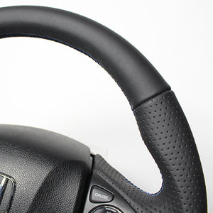 REAL ORIGINAL SERIES SOFT D SHAPE ALL LEATHER BLUE X BLACK EURO STITCH STEERING WHEEL FOR HONDA VEZEL RU1-4 JH3 JH4 HNA-LPB-BL