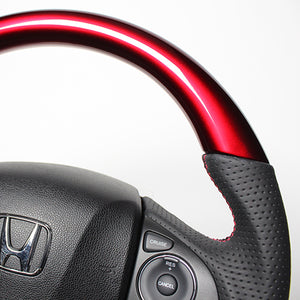 REAL ORIGINAL SERIES SOFT D SHAPE PEARL RED RED X BLACK EURO STITCH STEERING WHEEL FOR HONDA SHUTTLE GP7 8 GK8 9  HNA-RDW-RD