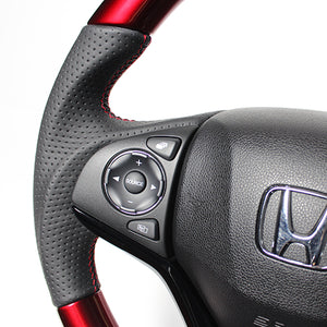 REAL ORIGINAL SERIES SOFT D SHAPE PEARL RED RED X BLACK EURO STITCH STEERING WHEEL FOR HONDA SHUTTLE GP7 8 GK8 9  HNA-RDW-RD
