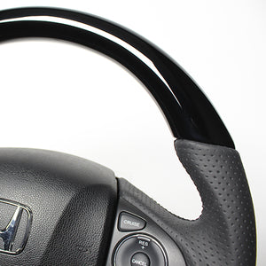 REAL ORIGINAL SERIES SOFT D SHAPE PIANO BLACK BLACK EURO STITCH STEERING WHEEL FOR HONDA SHUTTLE GP7 8 GK8 9  HNA-PBW-BK