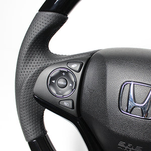 REAL ORIGINAL SERIES SOFT D SHAPE PIANO BLACK BLACK EURO STITCH STEERING WHEEL FOR HONDA SHUTTLE GP7 8 GK8 9  HNA-PBW-BK