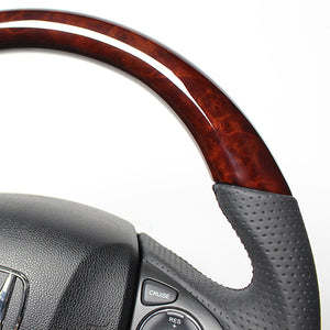REAL ORIGINAL SERIES SOFT D SHAPE BROWN WOOD BLACK EURO STITCH STEERING WHEEL FOR HONDA VEZEL RU1-4 JH3 JH4 HNA-BRW-BK